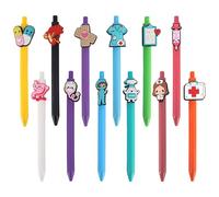 YYTECH Penna a sfera con 12 simpatiche penne da infermiera, 0,5 mm, multicolore, divertente cartone animato, penna a sfera retrattile, per infermieri, studenti, medici, bambini