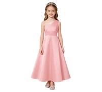 Yyuihri Abito Cerimonia Bambina Vestito Damigella Bambina Vestito Concorso Principessa Abito Damigella Bianco Lungo Sequine Matrimoni Rosa 5-6 Anni