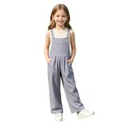Yyuihri Bambini Salopette Bodysuit Combinazione Senza Maniche E Con Gambe Larghe Overall Tuta Estiva Overall Corto Bambine Casual Grigio 5-6 anni