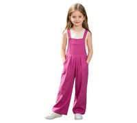 Yyuihri Bambini Salopette Bodysuit Combinazione Senza Maniche E Con Gambe Larghe Overall Tuta Estiva Overall Corto Bambine Casual Rosa scuro 7-8 anni