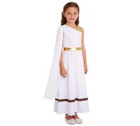 Yyuihri Costume Toga per bambine e ragazze, costume da dio greco romano, per spettacoli teatrali, bianco, 5-6 anni