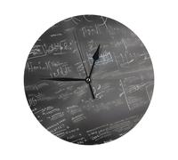 yyunbmr Orologio da parete rotondo analogico da scrivania design semplice con simboli matematici modello stampa senza ticchettio orologio decorativo silenzioso