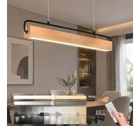 YYUTLUO Lampada A Sospensione In Legno Per Sala Da Pranzo, Asta In Metallo E Paralume In Acrilico, Led Con Dimmerazione Continua. Cavo Regolabile. Pranzo, Cucina E Isola. (90 X 10 X 200cm)