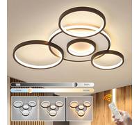 YYUTLUO LED Plafoniera Moderna, Ø70cm Lampada Multi Cerchio Nera, 58W Dimmerabile Continuo 3000-6000K, Lampadario Rotondo In Metallo + Acrilico, Camera Letto Soggiorno Bambini Ufficio Studio(5 Anelli)