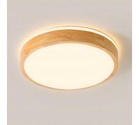 YYUTLUO Plafoniera a LED in Legno, Lampada Rotonda in Legno Naturale con Bagliore Superiore 360° Bianco caldo 3000K, 18W 1600lm Soggiorno Cucina Sala da Pranzo Corridoio Casa Ufficio Cameretta(Ø30cm)