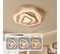YYUTLUO Plafoniera A LED In Legno, Nuvole Ø80cm 65W=5500lm, Plafoniera Per Cameretta Bambini Dimmerabile, Lampada Da Soggiorno Paralume In Acrilico Forma Cuore, Plafoniera Moderna Rotonda Per Bambini