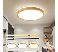 YYUTLUO Plafoniera LED Legno, Lampada Rotonda Legno Naturale con Bagliore Superiore a 360°| Dimmerabile con telecomando 2700K-6500K 30W | Soggiorno sala pranzo corridoio casa ufficio camera dei(Ø40cm)