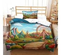 YYVKPMLXC Amusement Park Set Di Biancheria Da Letto,Dreamy Colorful Set Di Copripiumini Con Stampa 3D Con Chiusura A Cerniera 2 Pezzi Per Ragazze, Adulti Single（135x200cm）