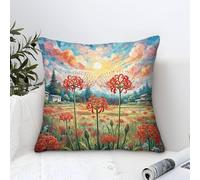 YYVKPMLXC Federa Cuscino Red Spider Lily Pittura Ad Olio,Dreamy Sunset Quadrati Federe Cuscini Divano Cotone Fodere Per Cuscini Per Camera Da Letto Divano Cuscino Per Esterno 50x50cm