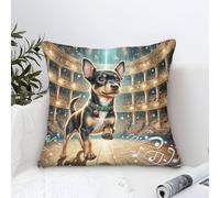 YYVKPMLXC Federe Cuscini Chihuahua Dog Pittura Ad Olio,Grand Theatre Quadrati Federe Cuscini Divano Poliestere Fodera Per Cuscino Adatto Per Divani Soggiorno Cuscino Decorazione 45x45cm