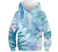 YYVKPMLXC Felpa con Cappuccio Ragazzi Ragazze Tropical Plants 3D Pullover Sweatshirt Manica Lunga Hoodie con Tasche Dreamy Jungle 8-10Y