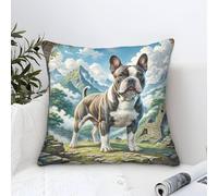 YYVKPMLXC French Bulldog Federa Cuscino Moderni Pittura Ad Olio,Cloudy Valleys Square Federe Cuscini Divano Poliestere Fodere Per Cuscini Adatto Per Divani Soggiorno Cuscino Decorazione 45x45cm
