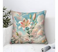 YYVKPMLXC Lily Federa Cuscino Moderni Pittura Ad Olio,Flower - Filled Field Square Federe Cuscini Divano Poliestere Fodere Per Cuscini Adatto Per Divani Soggiorno Cuscino Decorazione 45x45cm