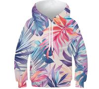 YYVKPMLXC Ragazzi Ragazze Felpe con Cappuccio Colorful Tropical Leaves Stampa 3D Pullover Manica Lunga Hoodie con Tasche Dreamy Jungle 13-15Y