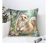 YYVKPMLXC Shih Tzu Dog Federe Cuscini Moderni Pittura Ad Olio,Forest Stream Quadrati Federa Copricuscino Poliestere Fodere Per Cuscini Adatto Per Divani Soggiorno Cuscino Decorazione 50x50cm