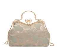 YYW Pochette da sera per le donne floreale perla pochette borsa da sposa borse vintage glitter moda borse a tracolla per festa di nozze, Verde chiaro, Taglia unica, Western, Moda, Elegante, Glamour