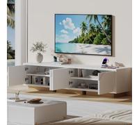 YYXLDYNB Mobile TV con USB e presa di corrente, mobile per TV con ripiani regolabili, doppia porta e spazio portaoggetti, in stile nordico, per soggiorno e camera da letto, 175 x 40 x 42 cm (nero)