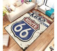 yyxsgdmw Route-66 Tappeto Americano Madre Strada Modello Camera Tappeto Auto Vintage Moto Tappetino per Soggiorno Camera da Letto Home Decor Regalo A521 80×120Cm