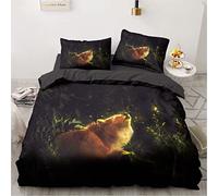 YYZBS Copripiumino Matrimoniale 150x200cm Fox nera Biancheria da Letto in Microfibra Facile da Pulire，Con Cerniera Parure Copripiumino Matrimoniale 150 X 200 Cm + 2 Federe 50 X 80 Cm