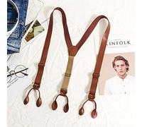 yyzlvffm Bretelle Suspender Bretelle Vintage in Pelle Pu Pantaloni Bretelle per Uomo 2,5 Cm di Larghezza Y-Back 4 Clip Accessori Moda Uomo papà Padre Marito Regalo Buttonendstyle