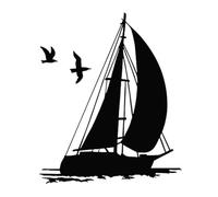 YYZOVBNN Marinaio Barca Yacht Gabbiano Tema nautico Oceano Vetrofania Barca a vela Vinile Adesivo da parete per barca Camera da letto per bambini Decorazioni per la casa Murale