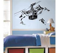 YYZOVBNN Sport invernali Sciatore di montagna Adesivo da parete Sci Adesivo Decorazione della parete della camera da letto Adesivo per finestre Vinile Decorazioni per la casa