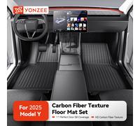 YZ For New Tesla Model Y juniper 2025 TPE Floor Mat Carbon fiber Car All Weather Trunk Mats Floor Liner Backrest Mats Accessries