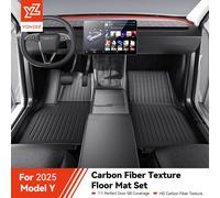 YZ Per Tesla Modello Y Juniper 2025 TPE Tappetino in fibra di carbonio modello Auto impermeabile antiscivolo Tronco Pavimento Liner Tappetini Schienale