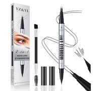 YZ&YL Penna Sopracciglia, Doppia Estremità con Micro-punta a 2 Punte e Punta a Pennello Precisa, Sopracciglia Waterproof, Impermeabile, Resistente al Sudore e Alle Sbavature (Marrone Nero)