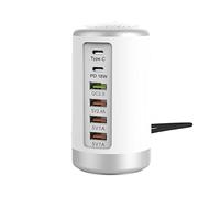 YZACK Caricabatterie USB multiporta Hub QC3.0 Caricabatterie rapido USB da 65 W Caricabatterie PD Multi Tipo C a 6 Porte Stazione di Ricarica for telefoni cellulari (Color : White, Size : 1)