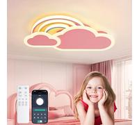 YZBEIMDAI Plafoniera Cameretta Bambini 50CM Dimmerabile Nuvole Arcobaleno Lampada da Soffitto con Telecomando＆APP, Lampade a Soffitto Bambini Ragazzi Ragazze Cameretta, Rosa
