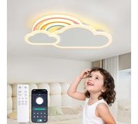 YZBEIMDAI Plafoniera Cameretta Bambini 50CM Dimmerabile Nuvole Arcobaleno Lampada da Soffitto con Telecomando＆APP, Lampade a Soffitto Bambini Ragazzi Ragazze Cameretta, Bianco