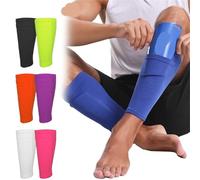 YZDKR 1 Pair Breathable Sports Soccer Shin Guards Pad Cover Sock Leg Guard Sleeve Football Shin Holder per Basket, Calcio, Corsa(Purple,S)