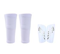 YZDKR A Set Soccer Shin Guard Adults Socks with Pocket Shields Legging Cover Sleeves Protective Gear per Basket, Calcio, Corsa(White2 Set,L(Over 14))