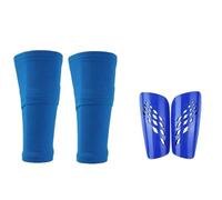 YZDKR A Set Soccer Shin Guard Adults Socks with Pocket Shields Legging Cover Sleeves Protective Gear per Basket, Calcio, Corsa(Blue2 Set,L(Over 14))