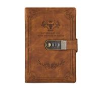 YZDKR A5 200 pagine Retro Password Book con lucchetto Diario ispessito Creativo Libro mastro Blocco note for studenti Cancelleria Quaderno per l'organizzazione quotidiana personale(Brown)