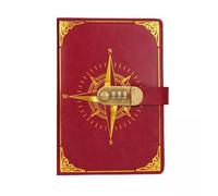 YZDKR A5 Retro Password Book con Lucchetto Diario Notebook Creativo Viaggiatore Bussola Mano Libro Mastro Studente Blocco Note Cancelleria Nota Segreta per l'organizzazione quotidiana personale(Wine)