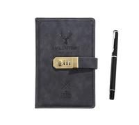 YZDKR Quaderno A5 con lucchetto, 360 pagine, blocchi for appunti, diario, materiale scolastico for ufficio per l'organizzazione quotidiana personale(Black)