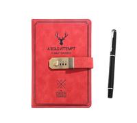 YZDKR Quaderno A5 con lucchetto, 360 pagine, blocchi for appunti, diario, materiale scolastico for ufficio per l'organizzazione quotidiana personale(Red)