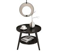 YZDKR Tavolini laterali piccoli Tavolino rotondo Gambe di stabilizzazione coniche Piano lavoro a doppio livello Robusto Stabile Impermeabile per soggiorno e ufficio(Black 60cm)