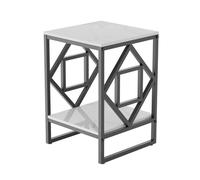 YZDKR Tavolino da caffè moderno a 2 ripiani con piano in pietra sinterizzata, struttura in metallo, tavolini quadrati for divano soggiorno per soggiorno e ufficio(WHITE)