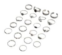 Yzdysg Anelli, set di 22 anelli vintage in rilievo con motivo floreale, Yin Yang, TaiJi, per appassionati di moda e cercatori di stili unici