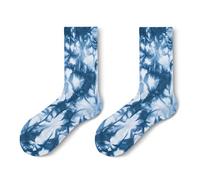 Yzdysg Uomini Donne Coppia Cotone A Costine Crew Socks Contrasto Colore Gradiente Tie-Dye Hip Hop Skateboard Mid Tube Calze Calze Invernali, Blu, Taglia unica