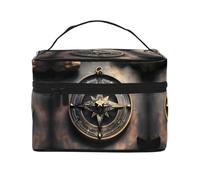 YzgWjBhd Beauty case da viaggio con cerniera, multifunzione, portatile, multifunzione, con manico e stampa con bussola, design magico, Bussola di Rune Norse Design Magico, One Size