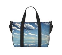 YzgWjBhd Borsone grande per uomo e donna, carino tote da portare in viaggio, palestra, uso fine settimana, cielo blu stampato e nuvole bianche, 50 x 25,9 x 33,8 cm