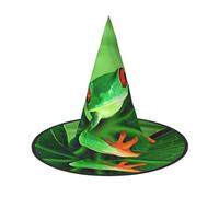 YzgWjBhd Cappello da strega di Halloween con stampa a rana, 2 pezzi, cappello da strega per costume di Halloween, per interni ed esterni