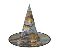 YzgWjBhd Cappello da strega di Halloween, con stampa di pescatori sul lago, 1 cappello da strega per Halloween, per interni ed esterni