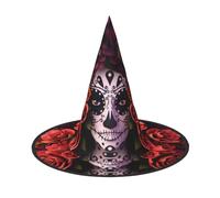 YzgWjBhd Cappello da strega di Halloween con stampa di rose di zucchero del giorno dei morti, 1 cappello da strega per costume di Halloween