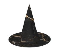 YzgWjBhd Cappello da strega per Halloween, con stampa marmorizzata e oro, 3 pezzi, cappello da strega per interni ed esterni