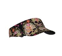 YzgWjBhd Day of The Dead Skull Print Sport Sun Visor Hat Vuoto Top Baseball Cap Cappellino regolabile per uomo donna nero taglia unica